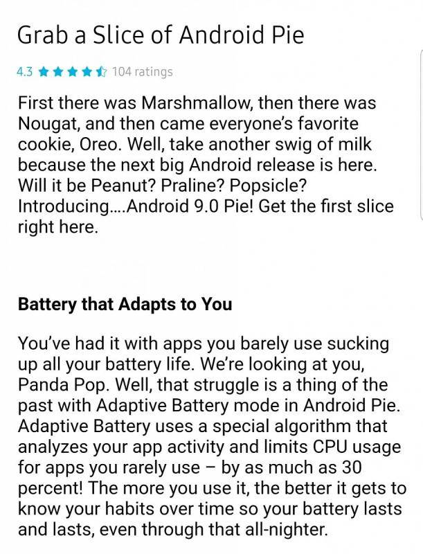 Samsung Galaxy Android Pie update