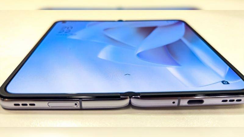 OPPO Find N foldable real life images on the back, unfolded