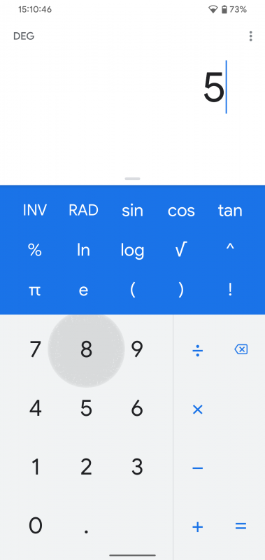 Android ripple effect in calculator with light mode