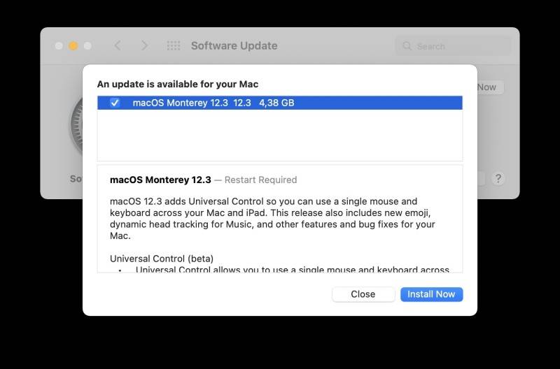 macOS 12.3 download screen