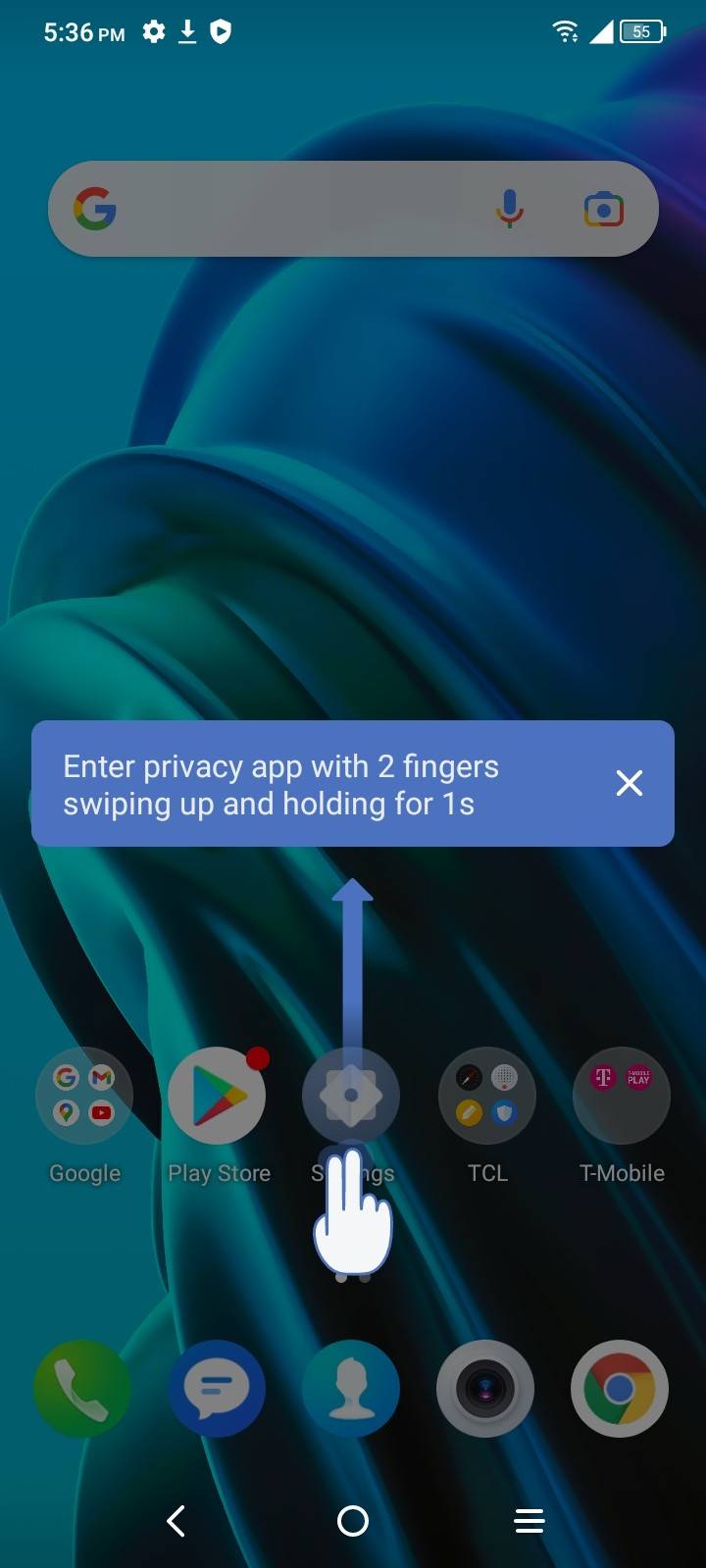 An image showing the home screen on TCL 30 XE 5G