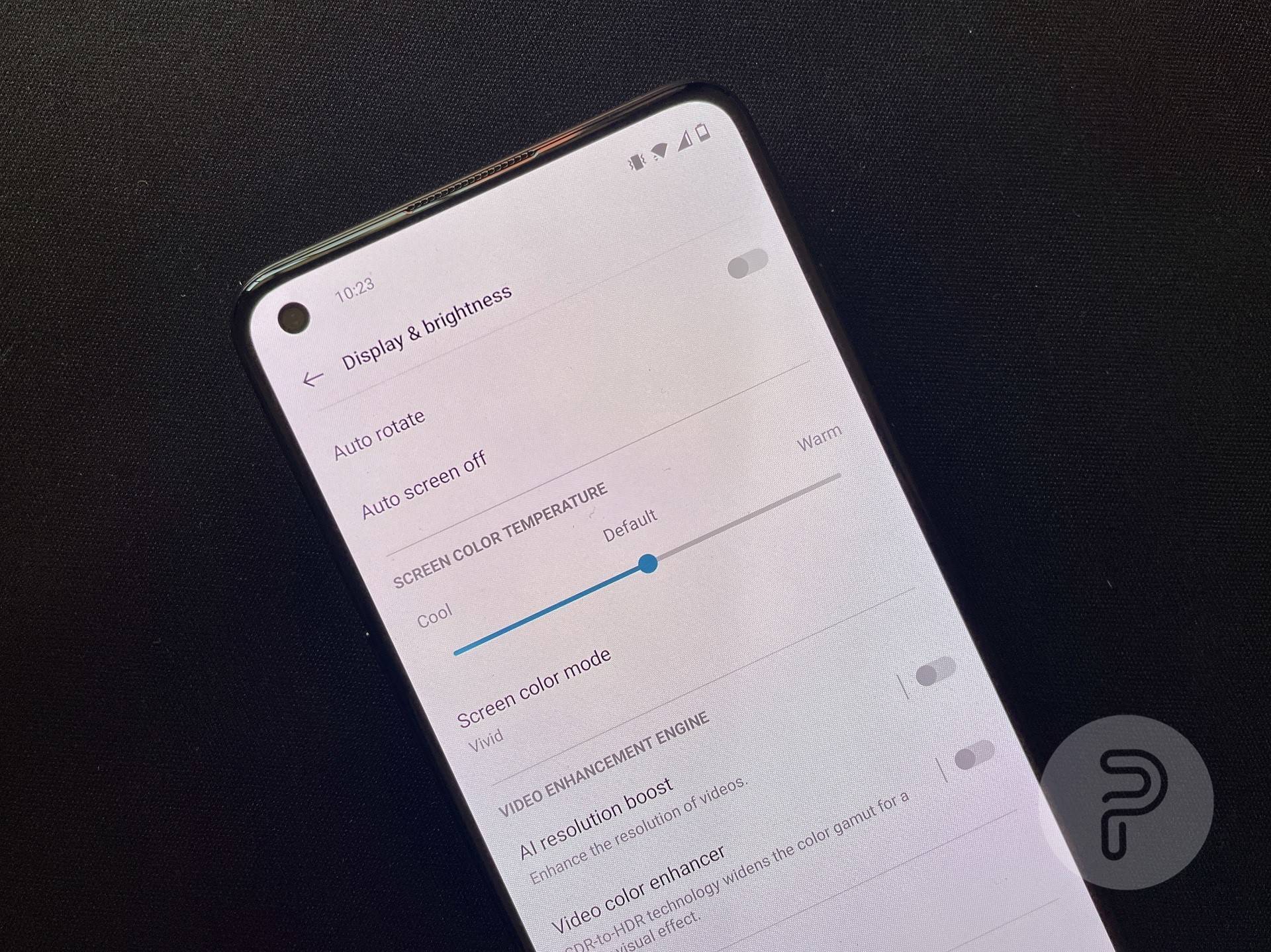 image showcasing the color temperature slider on oneplus 9rt