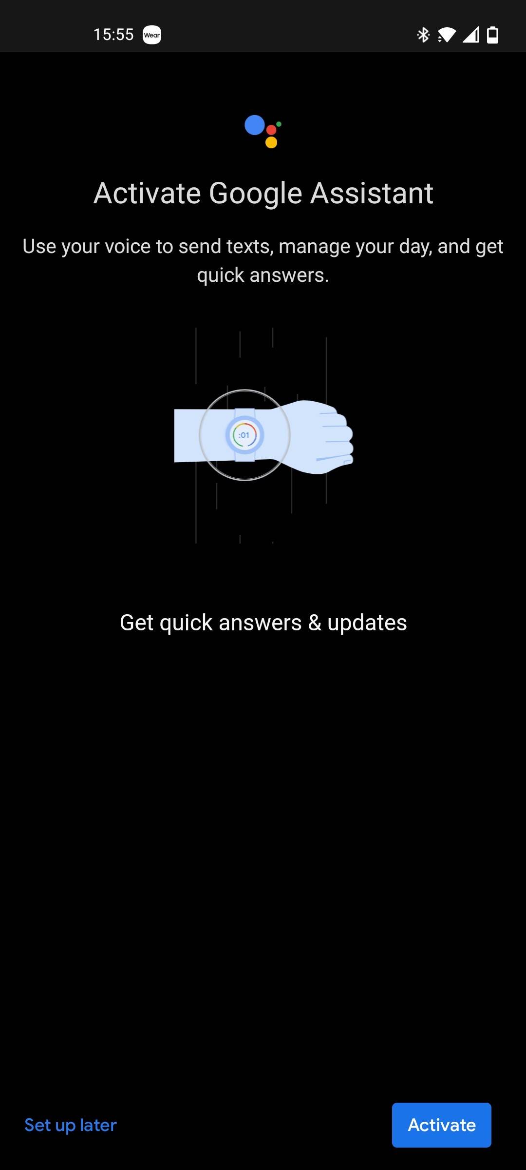 screen prompt to activate google assistant