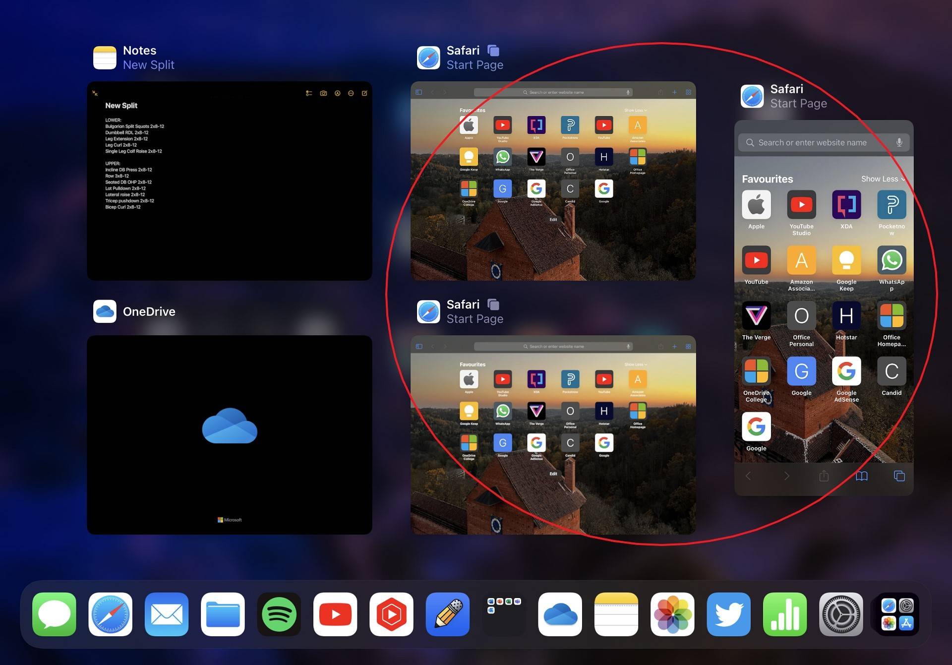 An image showing multiple windows of safari in the app switcher