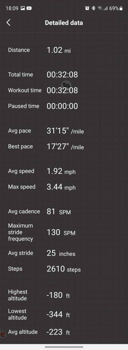 Amazfit Zepp app GPS tracking, detailed view