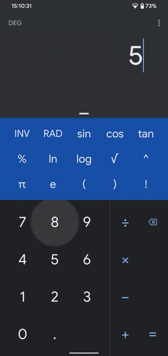 Android ripple effect in calculator with dark mode