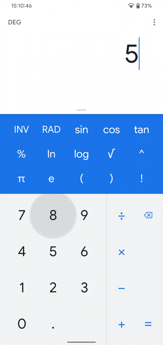 Android ripple effect in calculator with light mode