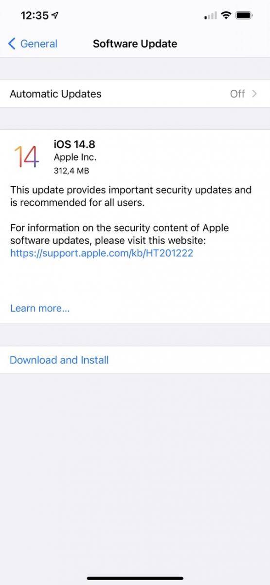 Apple iOS 14.8 updates
