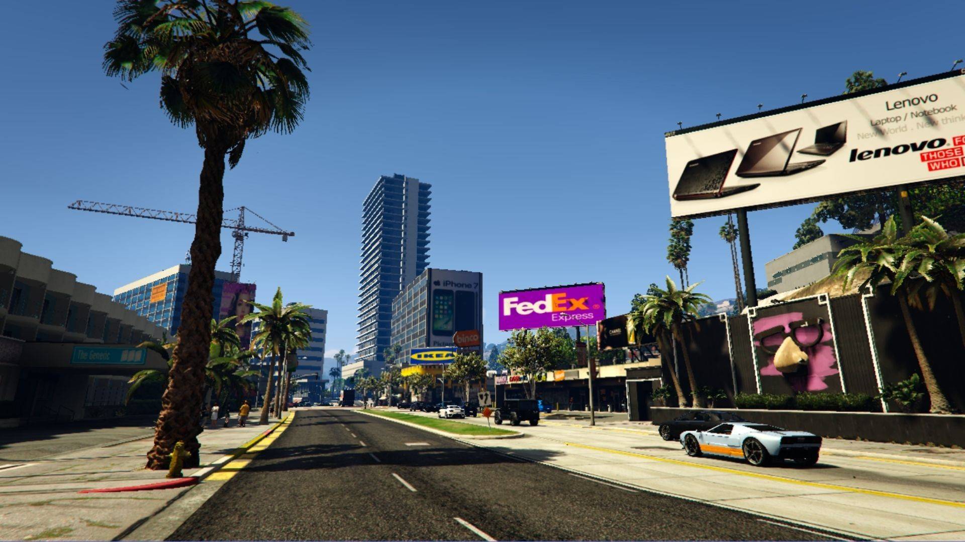 Grand Theft Auto 5 using real life advertisements in games (using a mod)