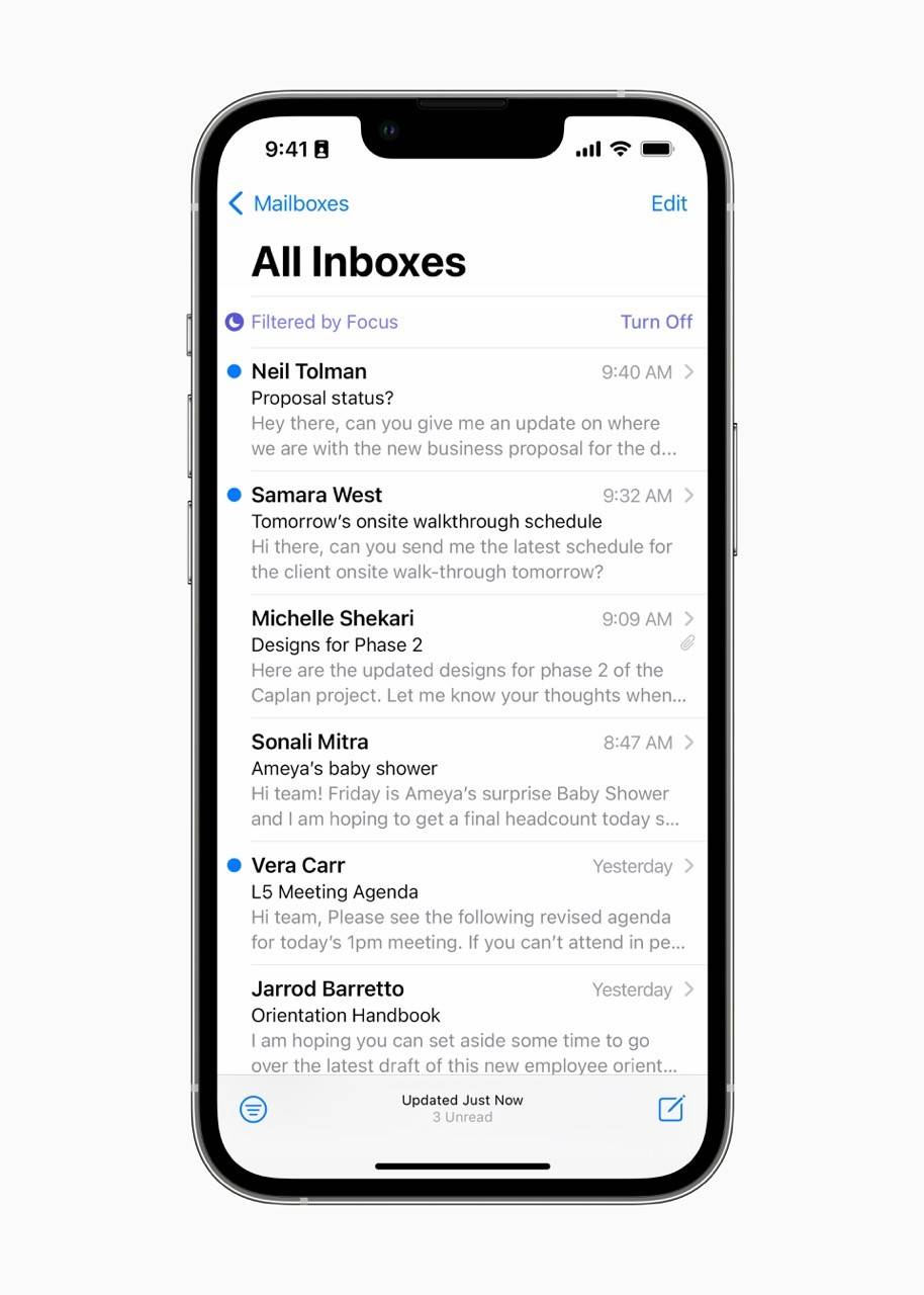 ios 16 screenshots mail