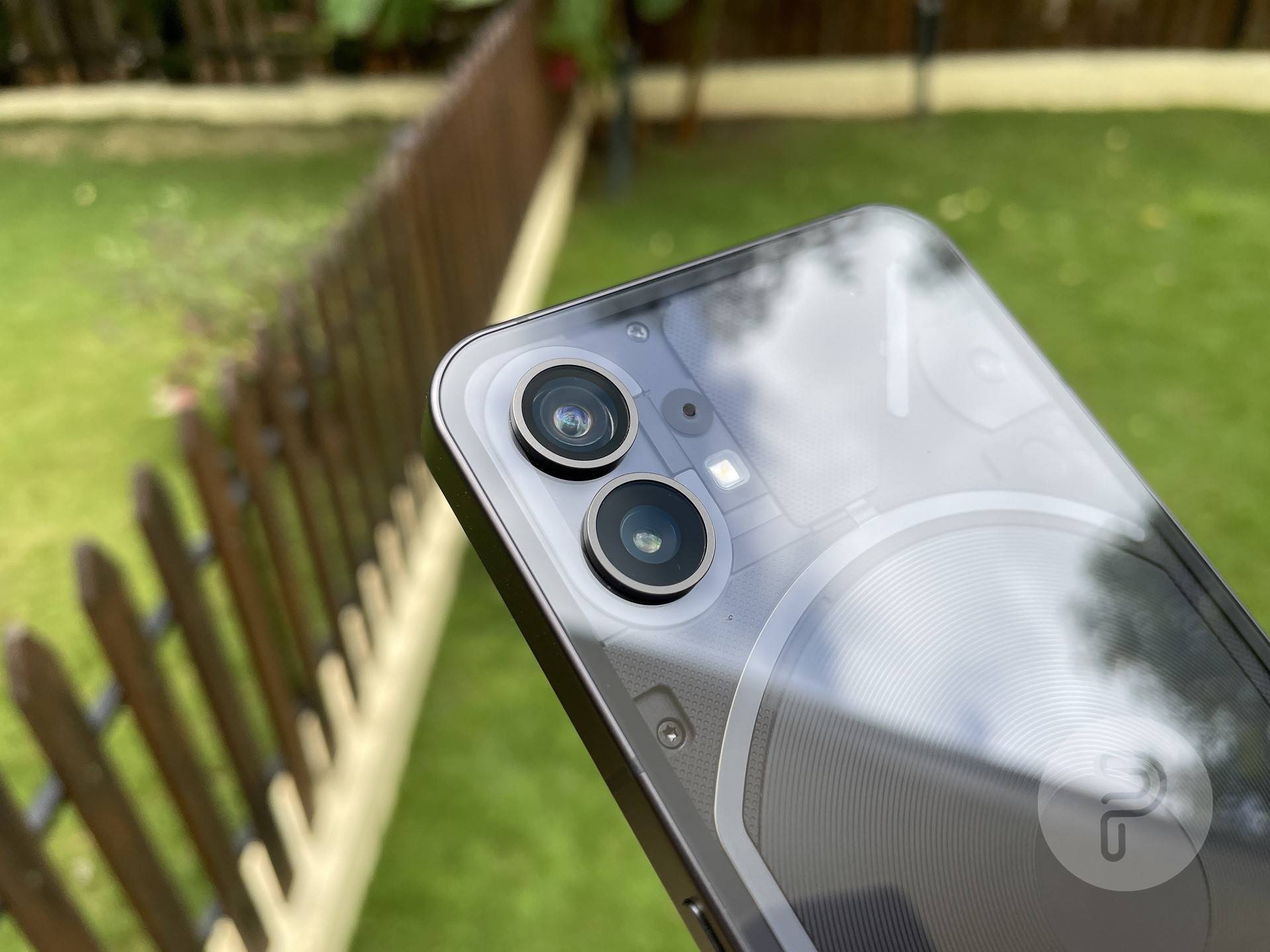 an image focusing on the dual camera layout of the Nothing phone 1