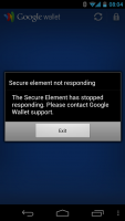 Google Wallet: Secure element not responding