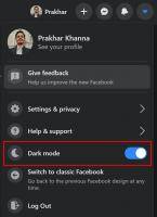 Facebook dark mode for web