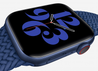 Blue Apple Watch with blue braided watch band