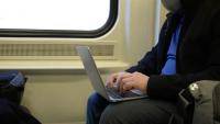MacBook Air on train