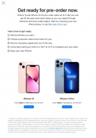 Pre-order iPhone 13 Apple information page