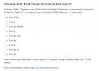 OTA updates for Pixel through the Android 12L Beta Program