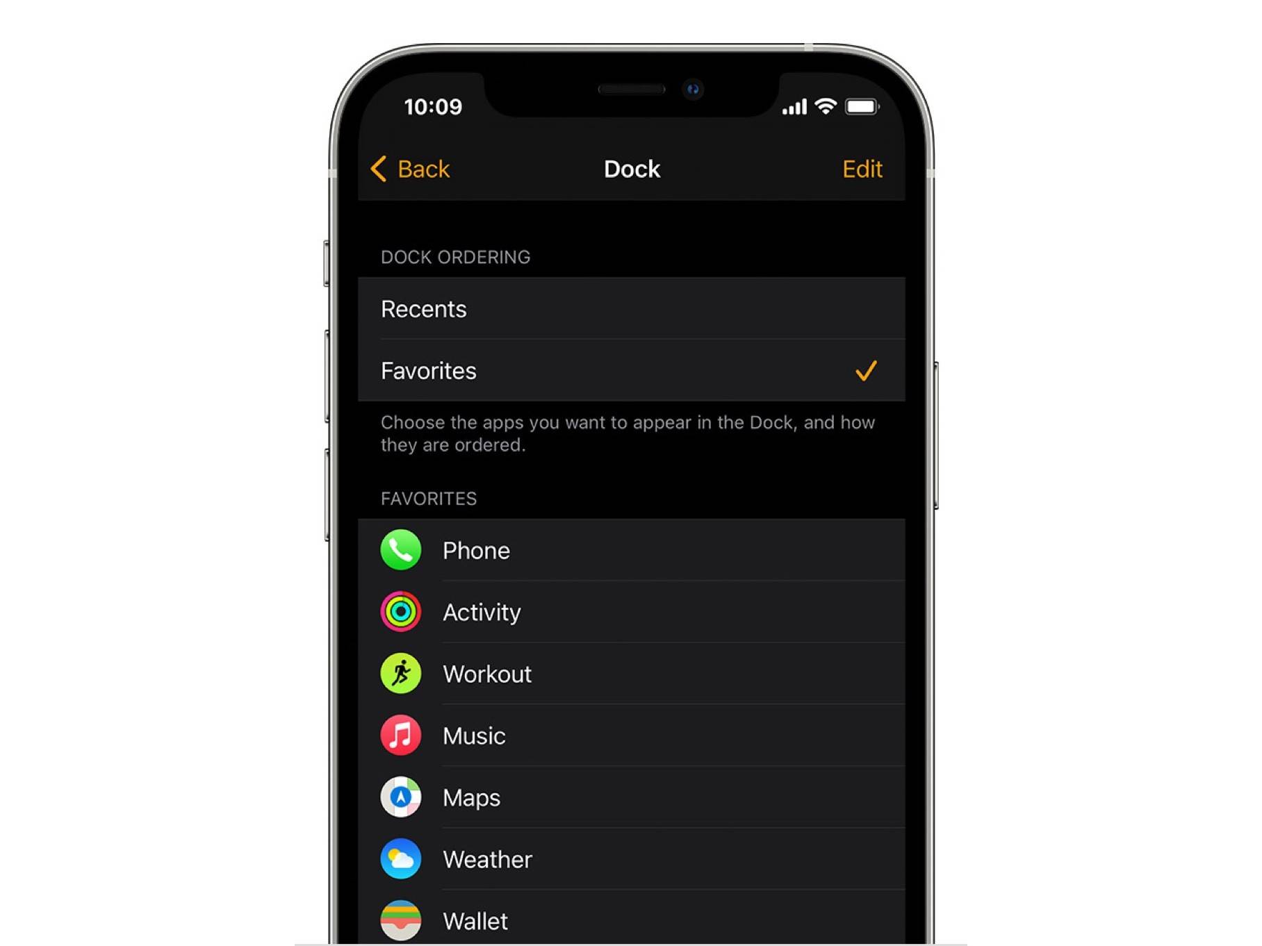 Apple Watch Dock Favorite apps