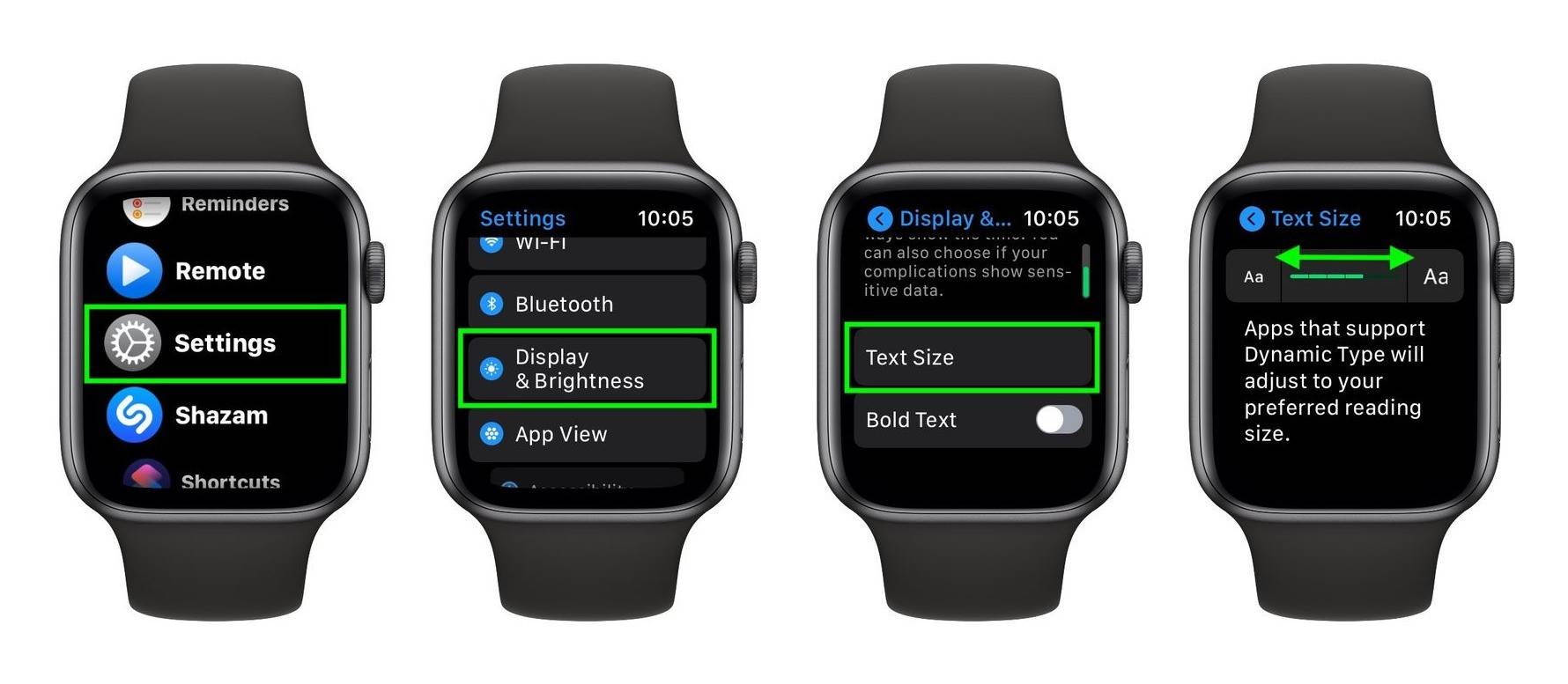 Apple Watch Change Text Size