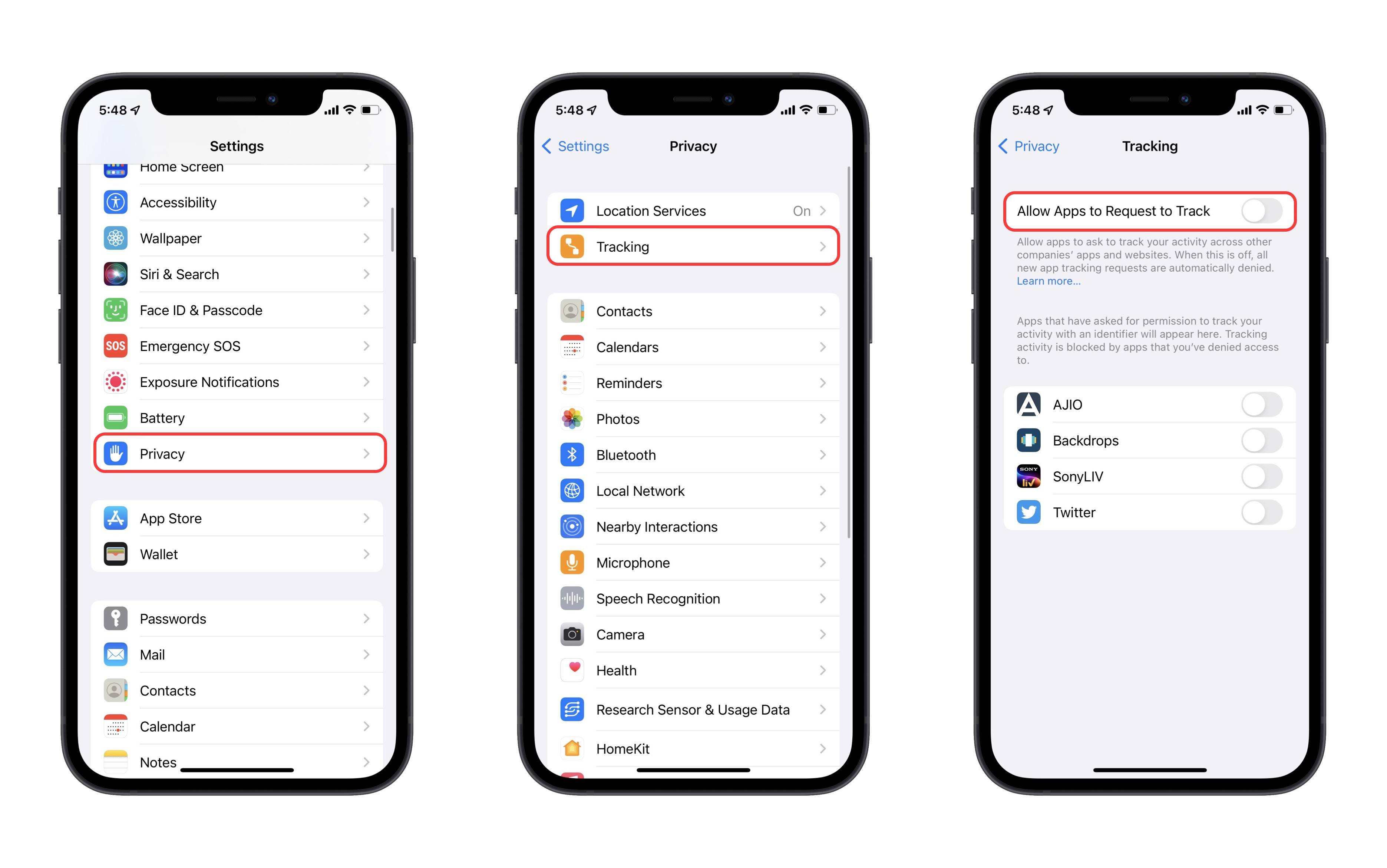 How to disable tracking iphone app
