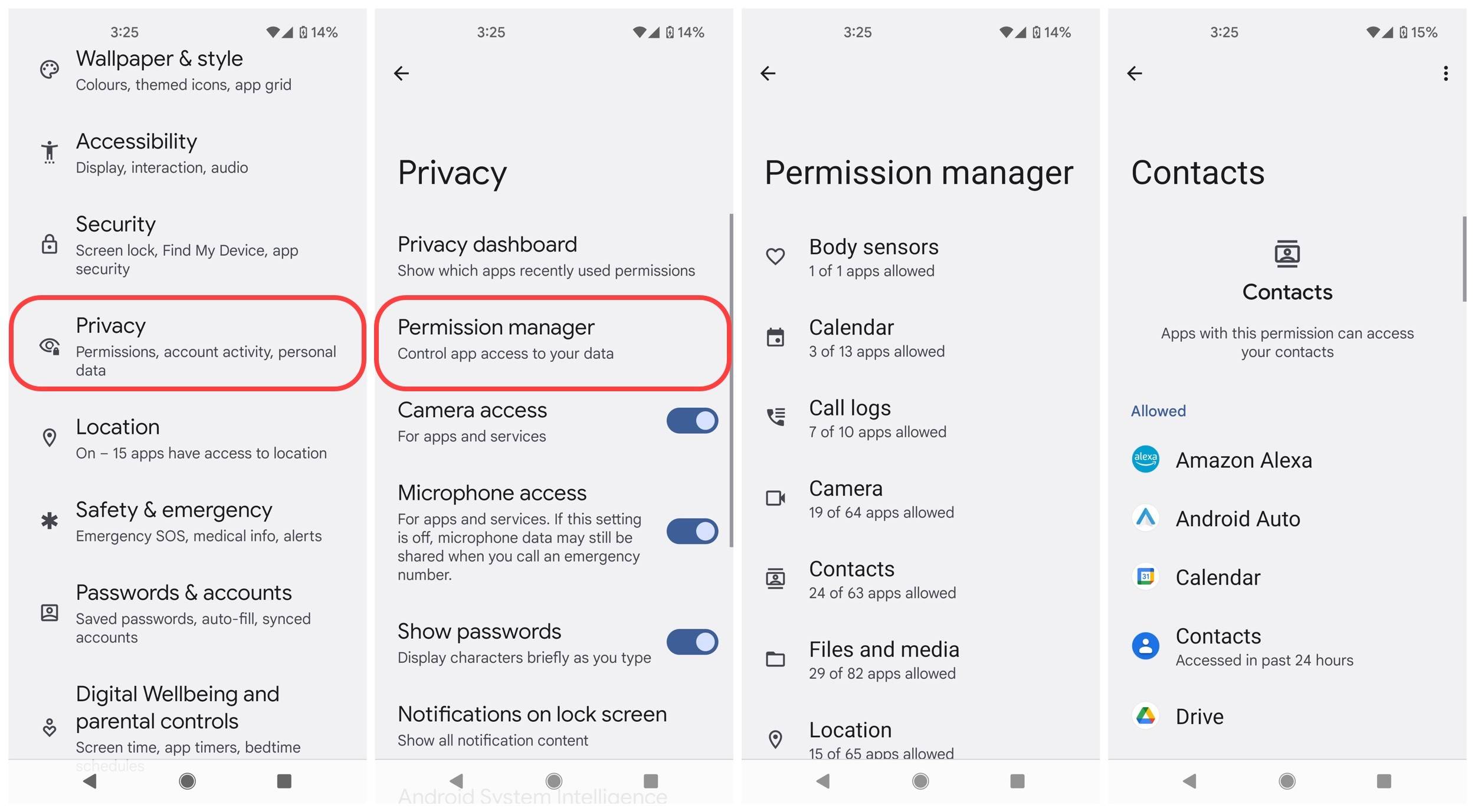 Android privacy settings permissions