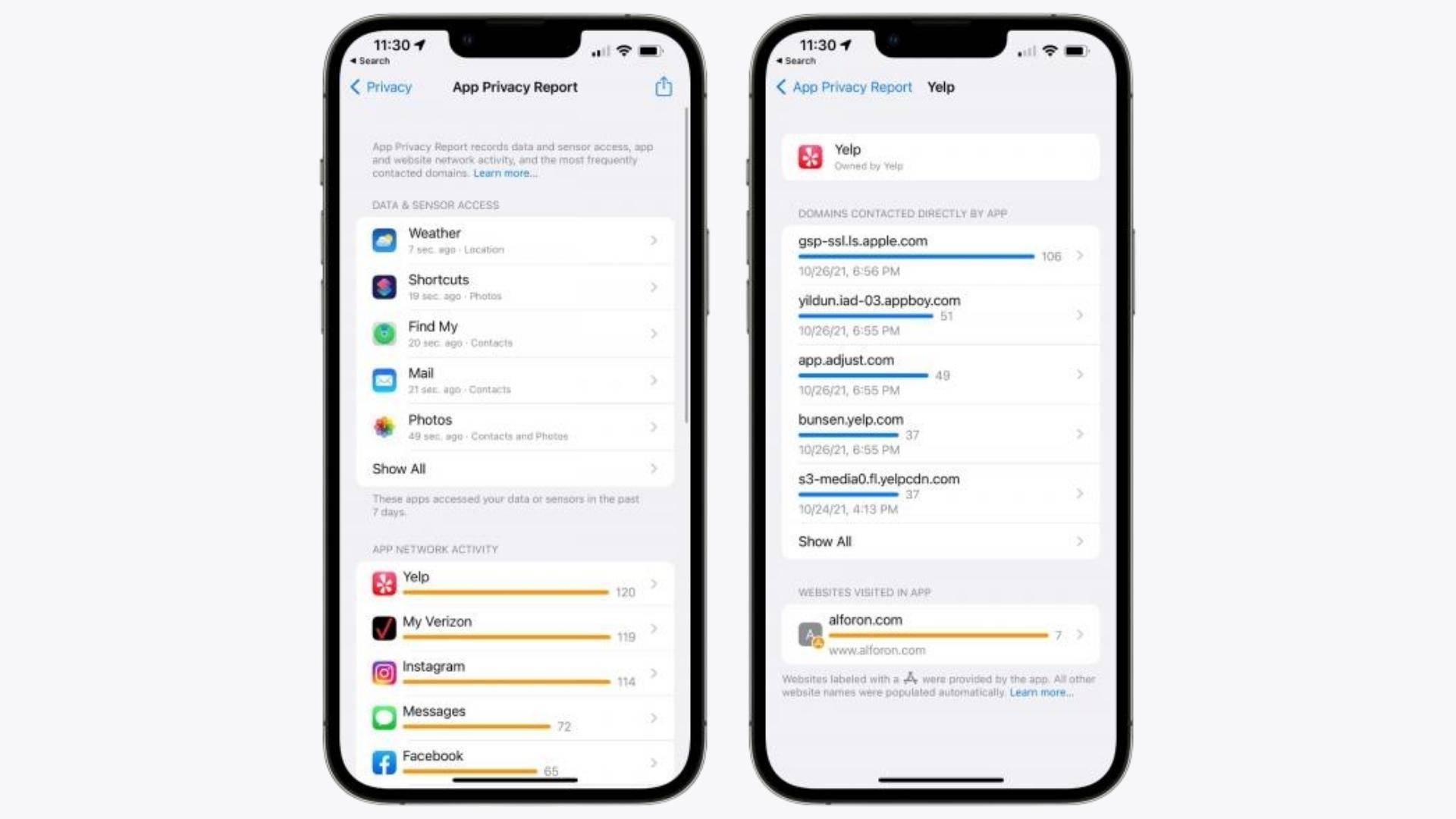 an image showing the reports apple's privacy reports can provide