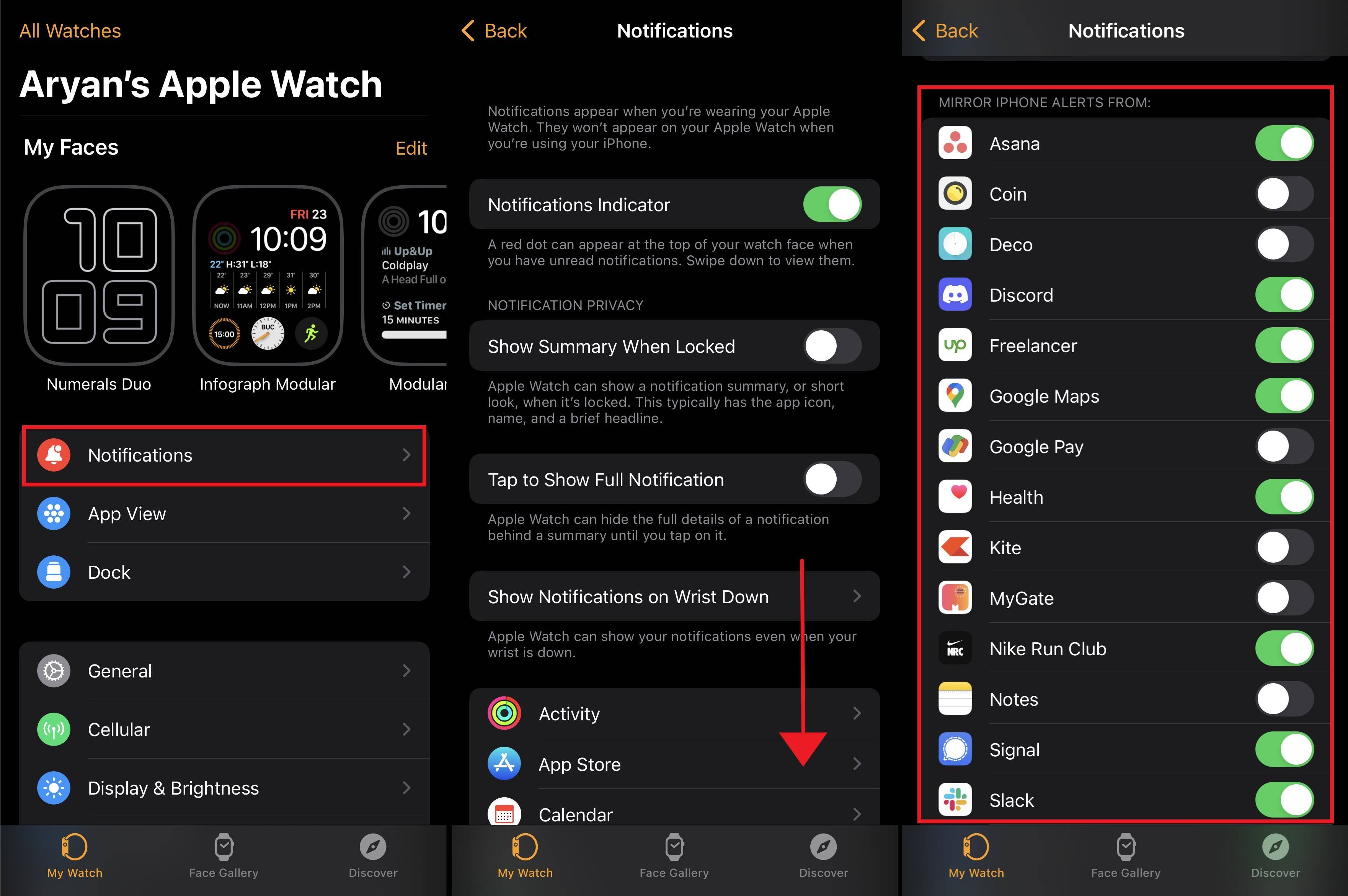 Steps to configure Apple Watch Notifications