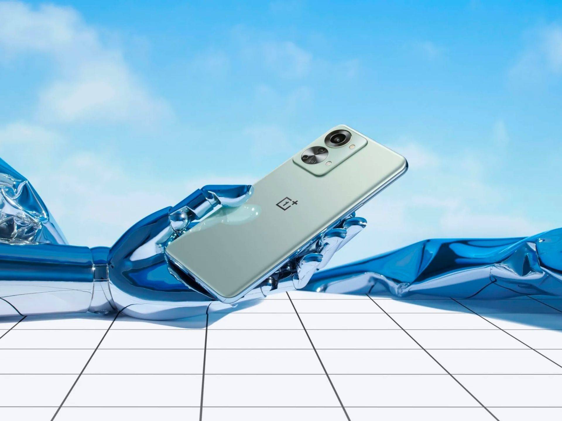 OnePlus Nord 2T 5G-Werbebild in der Farbe Jade Fog