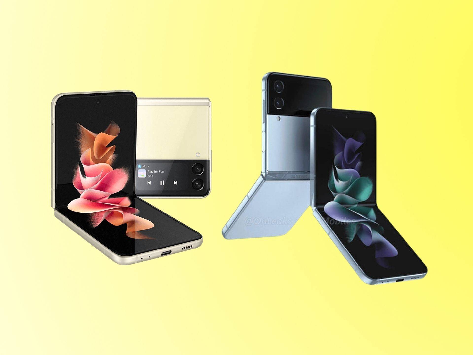 Samsung Galaxy Z Flip 3 y supuestas representaciones de Galaxy Z Flip 4