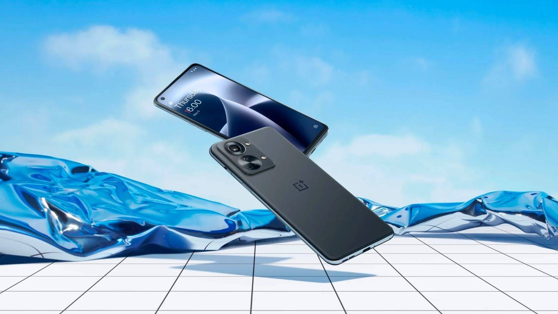 OnePlus Nord 2T 5G promotional image in Gray Shadow color