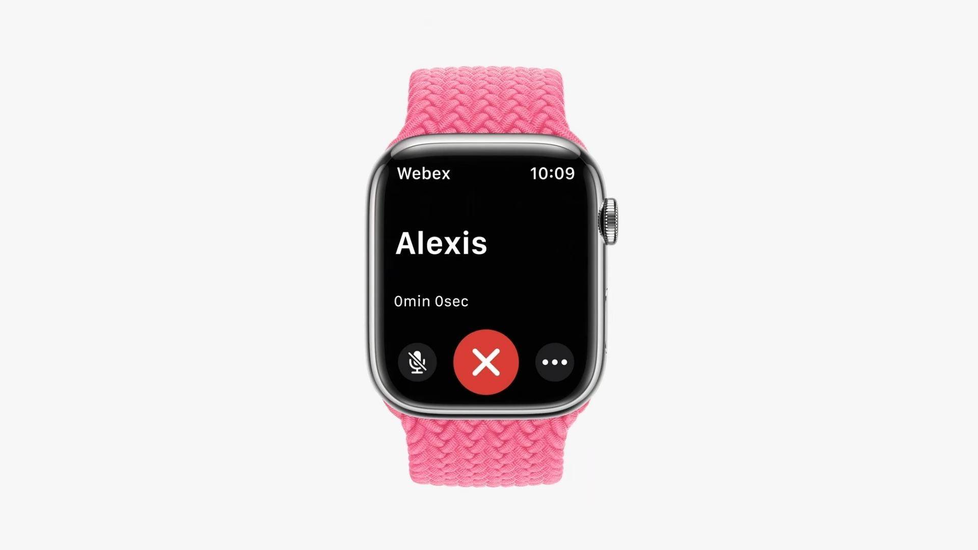Una imagen que muestra la pantalla de llamada en un Apple Watch habilitado para CallKit