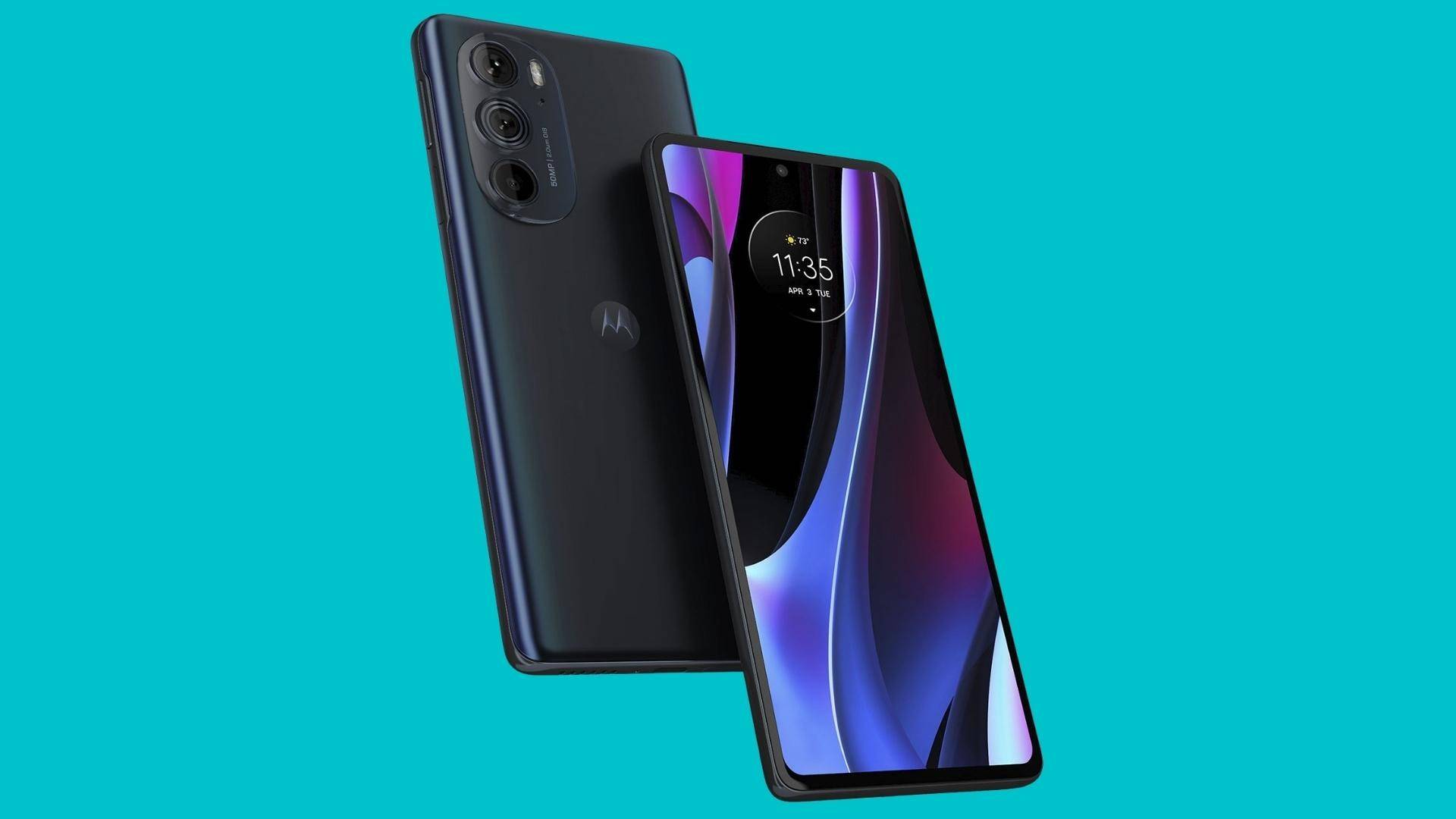 Product Image of Motorola Edge Plus 2022 on a Turquoise background