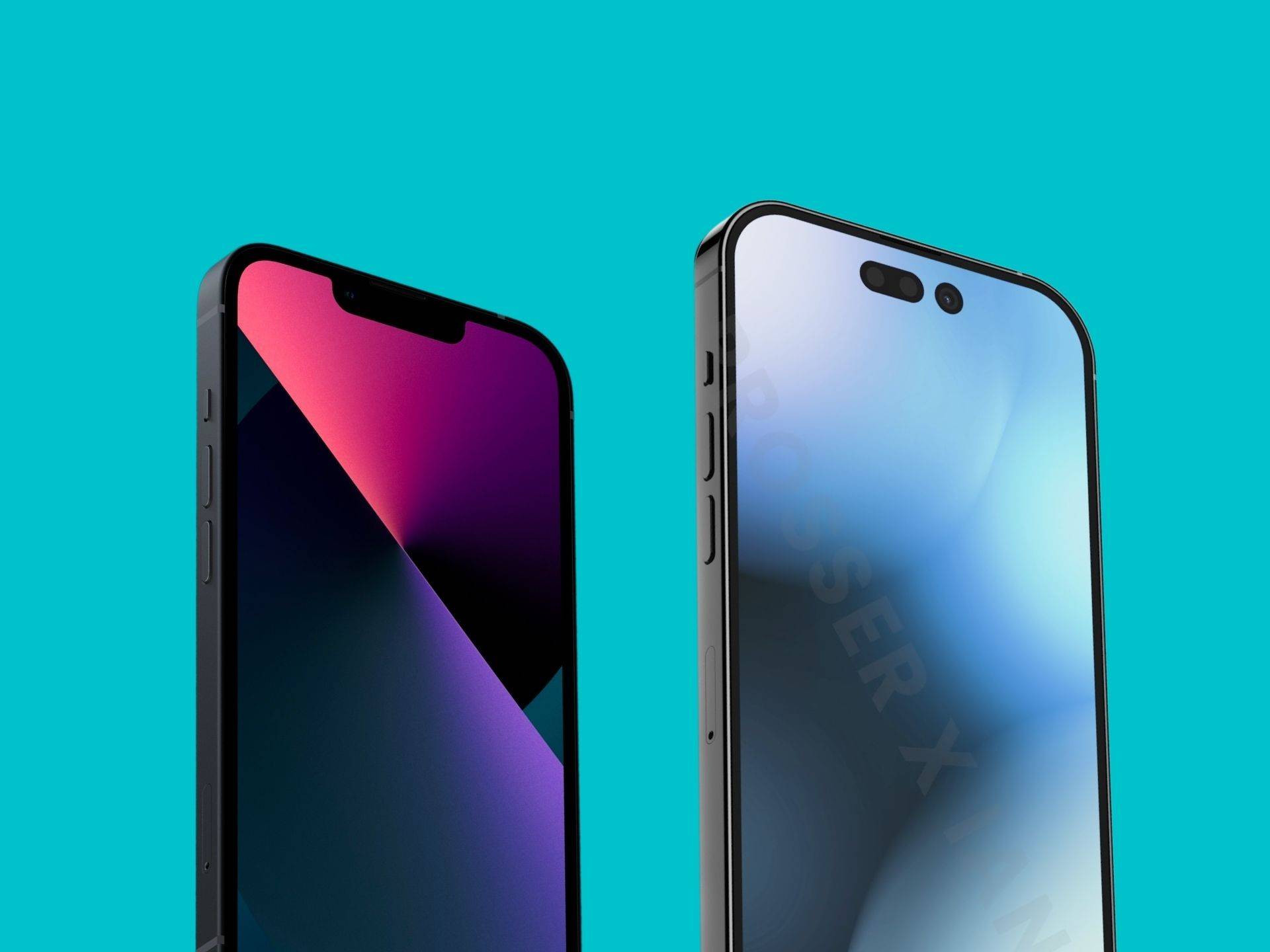iPhone 13 and renders of iPhone 14 side by side