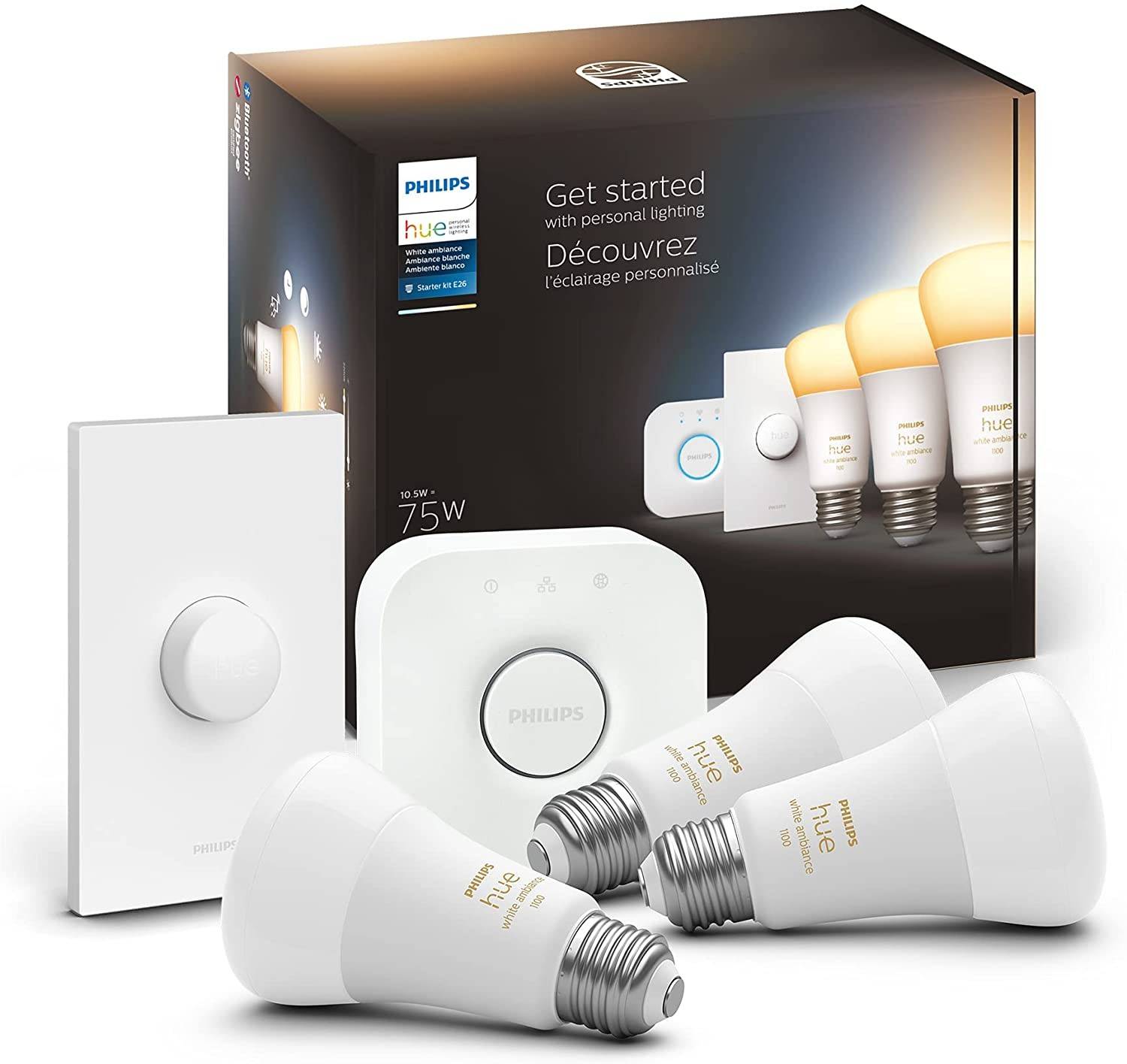 Philips Hue Light Bulbs, Bridge and Smart Button white
