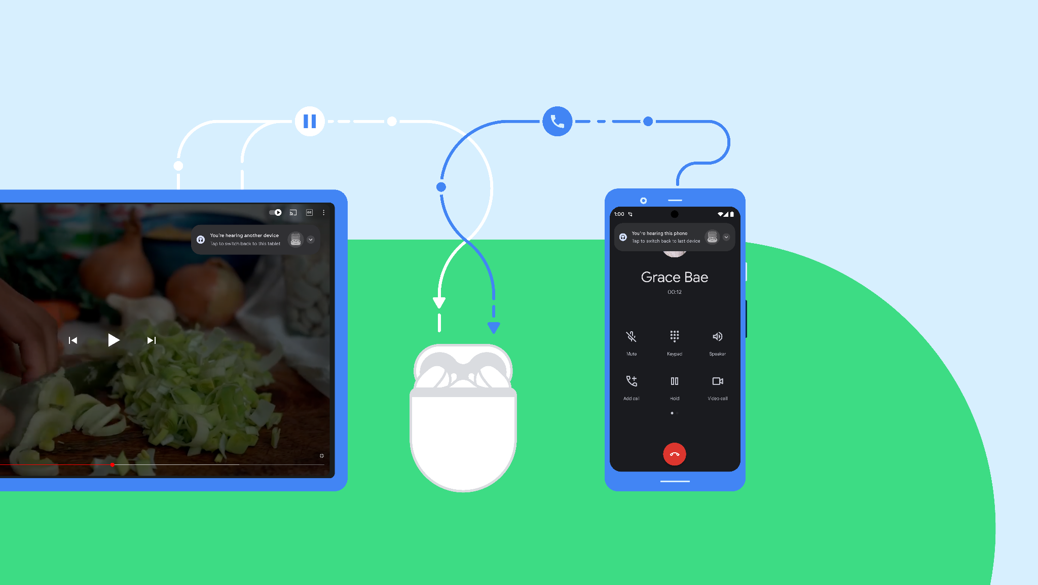 a graphic showcasing how Google's Audio Switching feature will work